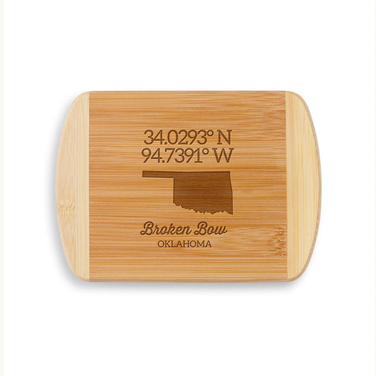State Cutting Board with GPS Coordinates