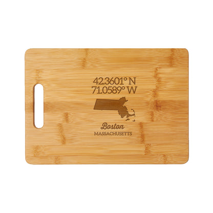 State Cutting Board with GPS Coordinates
