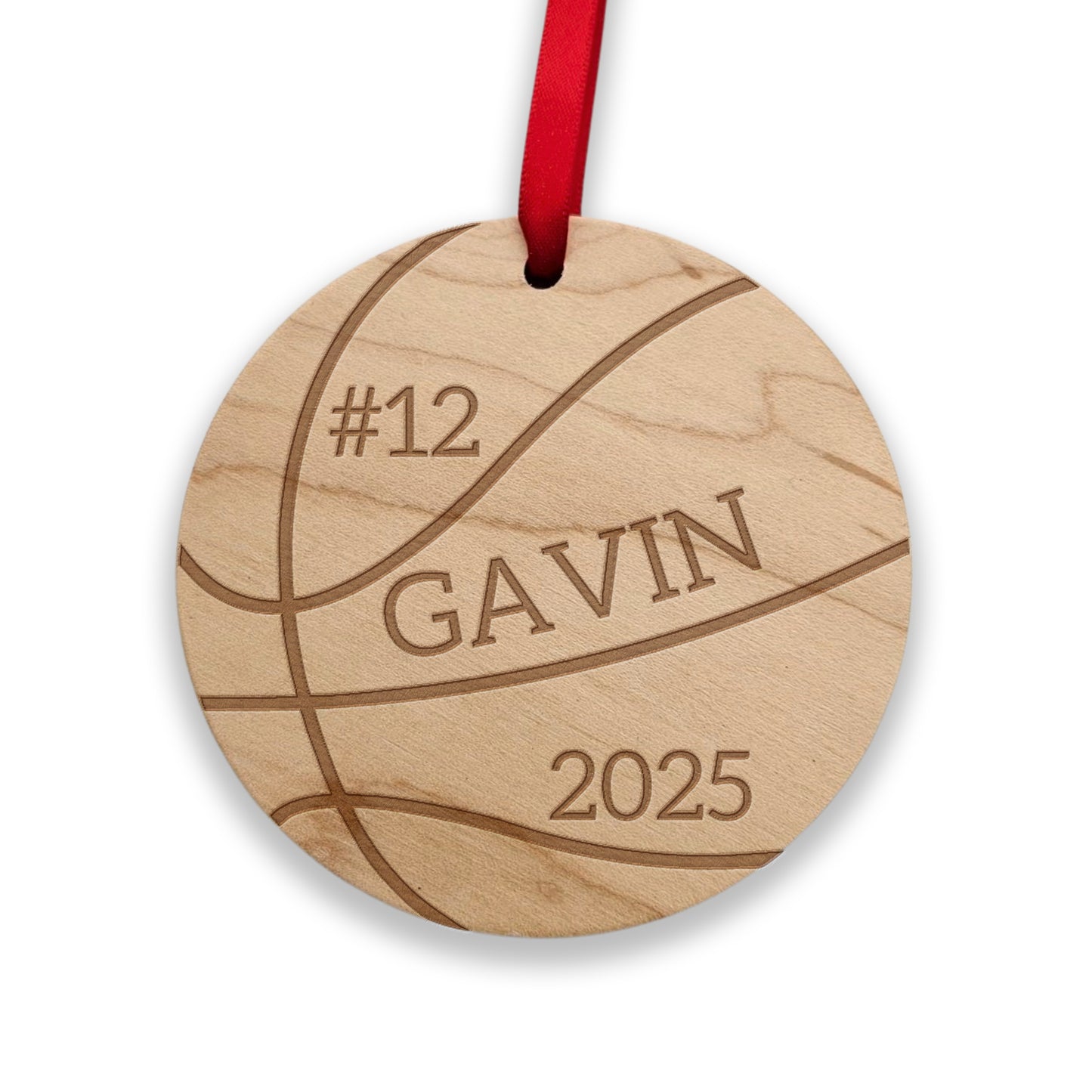 wooden personalized basketball ornament 