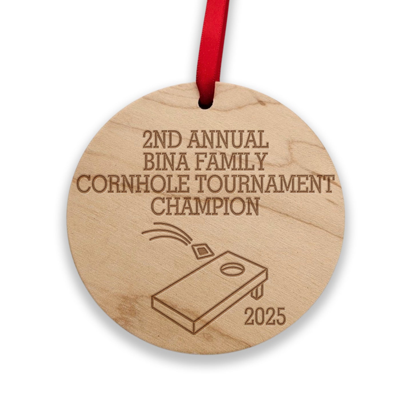 wooden cornhole ornament 