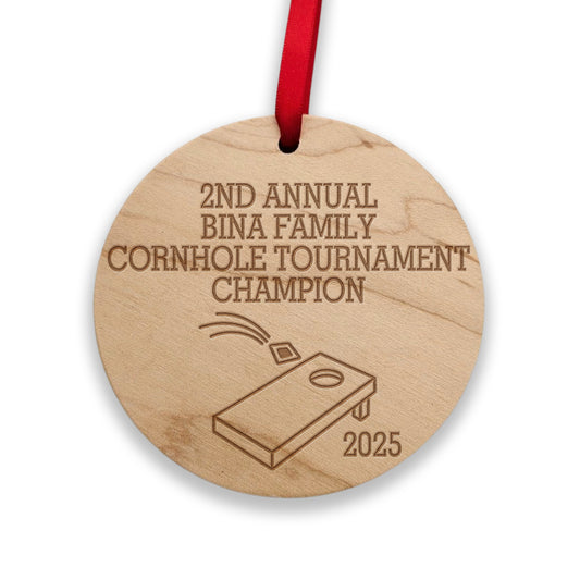 wooden cornhole ornament 