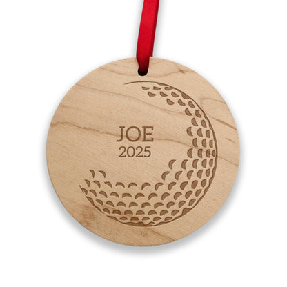 wooden personalized golf ornament 