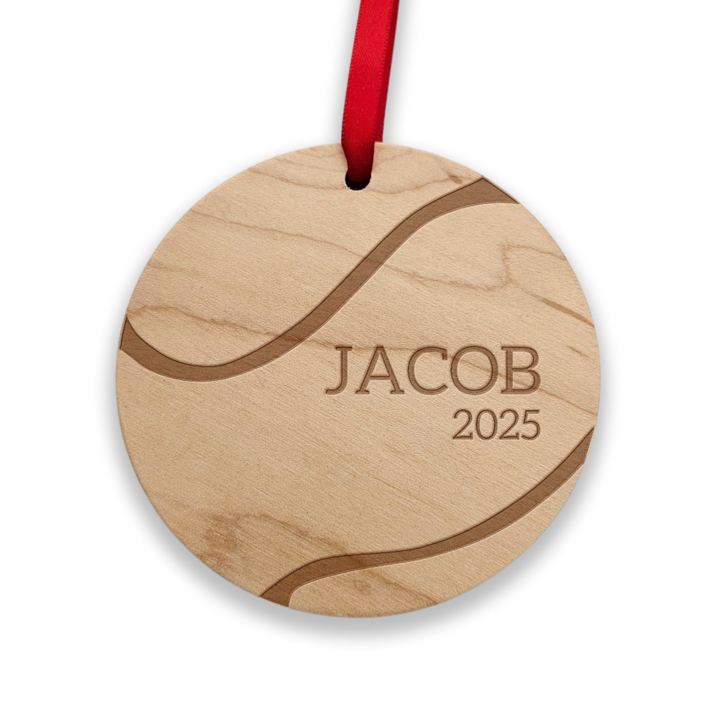 wooden personalized tennis ornament 