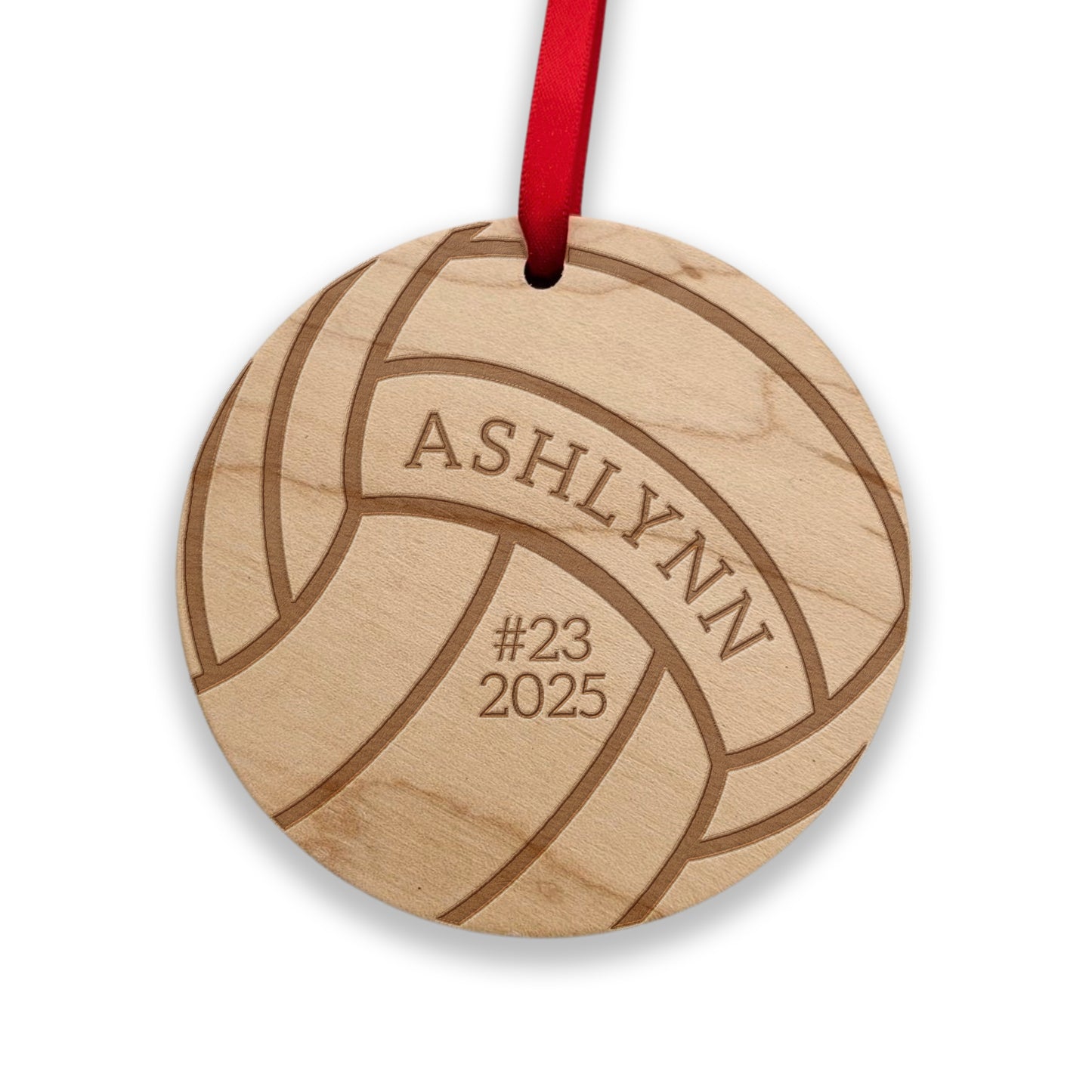 wooden personalized volleyball ornament 