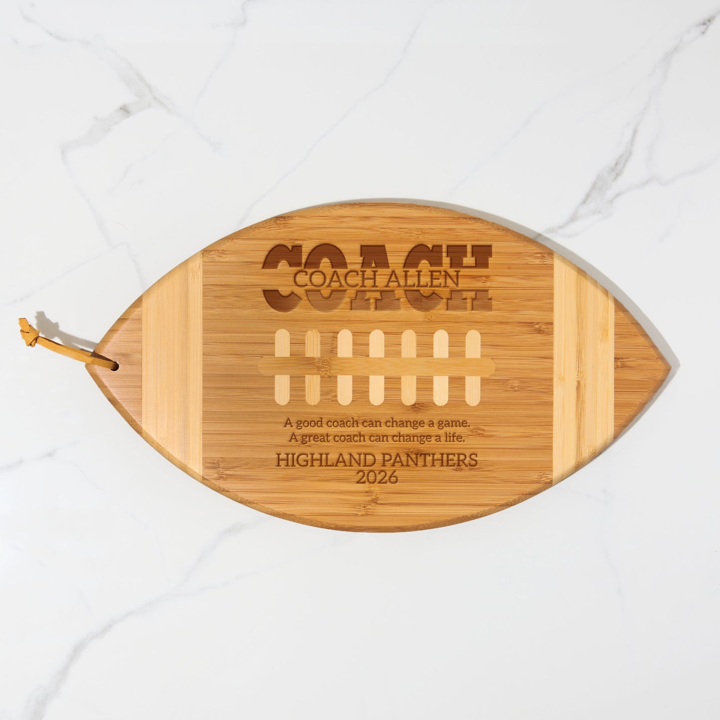 Personalized Football Coach Cutting Board - Engraved Appreciation Gift
