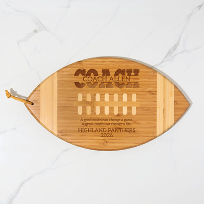 Personalized Football Coach Cutting Board - Engraved Appreciation Gift