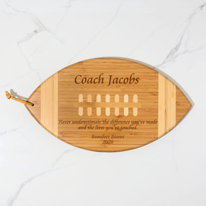 Personalized Football Coach Cutting Board - Engraved Appreciation Gift