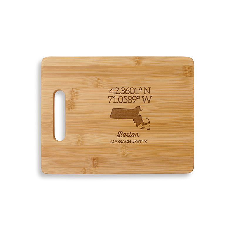 State Cutting Board with GPS Coordinates