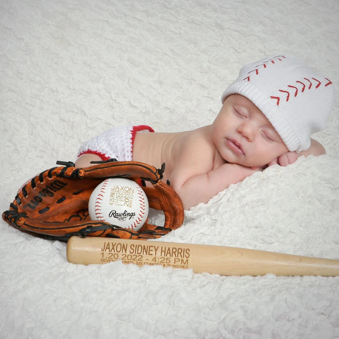 Birth Announcement Baseball and Bat