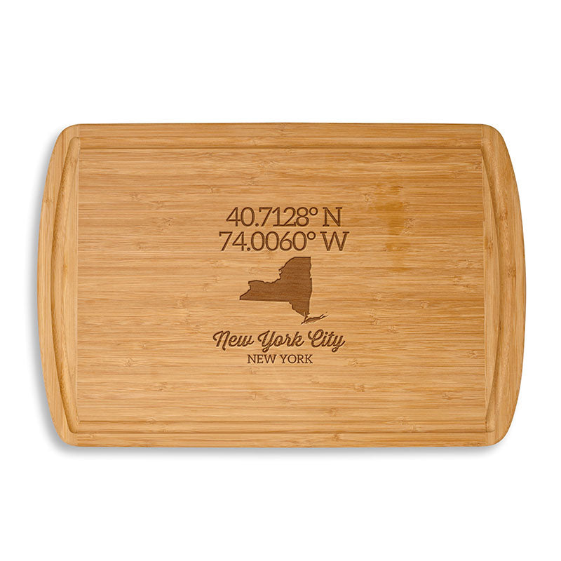 State Cutting Board with GPS Coordinates