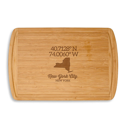 State Cutting Board with GPS Coordinates