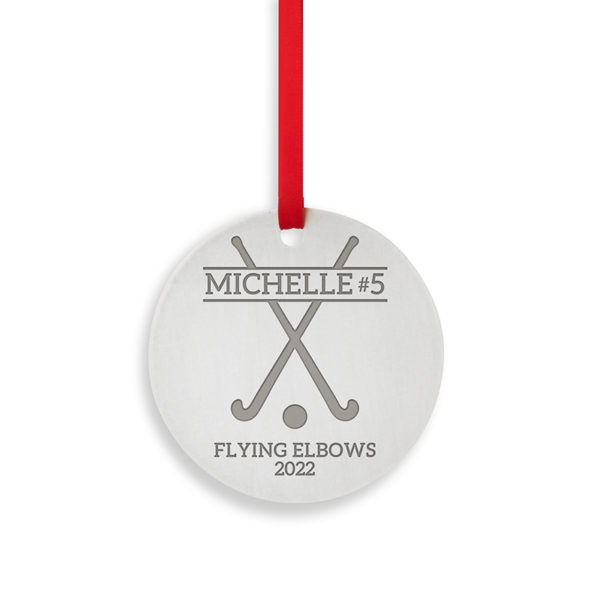 Custom-engraved-metal-ornament-SPORTS field hockey